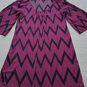 Glam Pink & Black Chevron Cold Shoulder Tunic Dress Women's Six XS